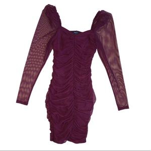 Rue 21 wine colored ruched mesh dress